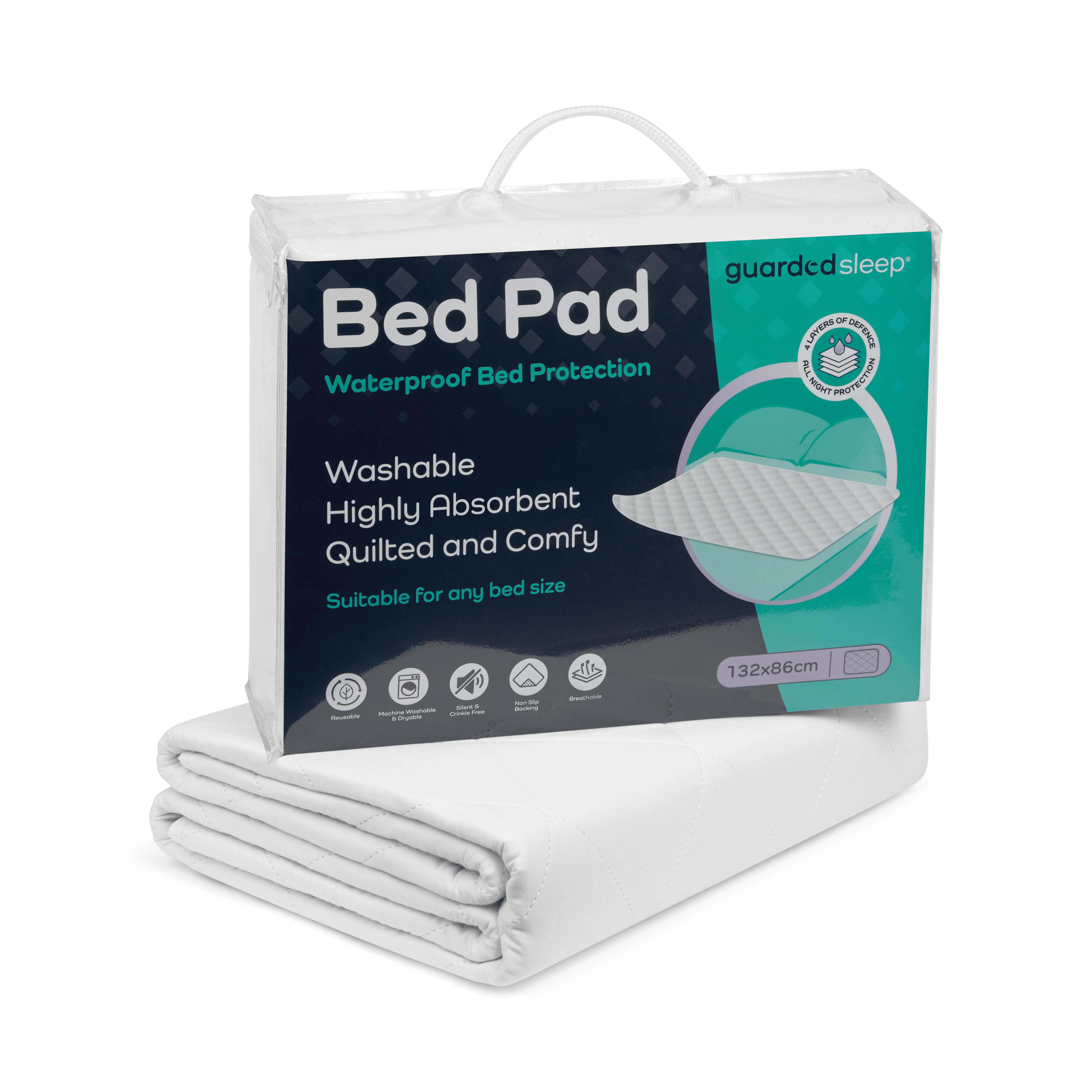 6.AHW001_Bed Pad_132x86cm_cutout - pack with contents folded in front