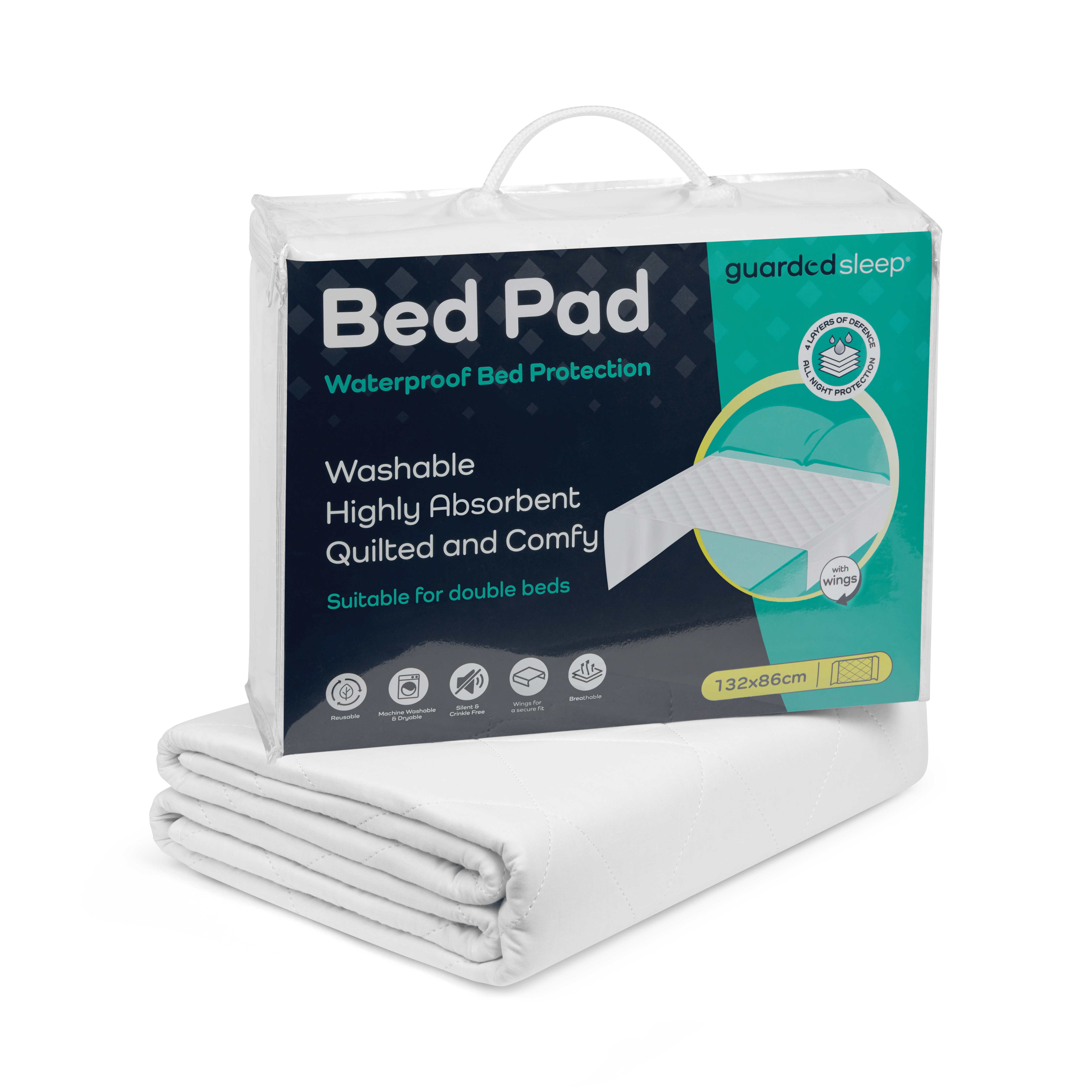 6.AHW005_Bed Pad_132x86cm_cutout - pack with contents folded in front_